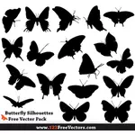 Mariposa silueta Vector Pack